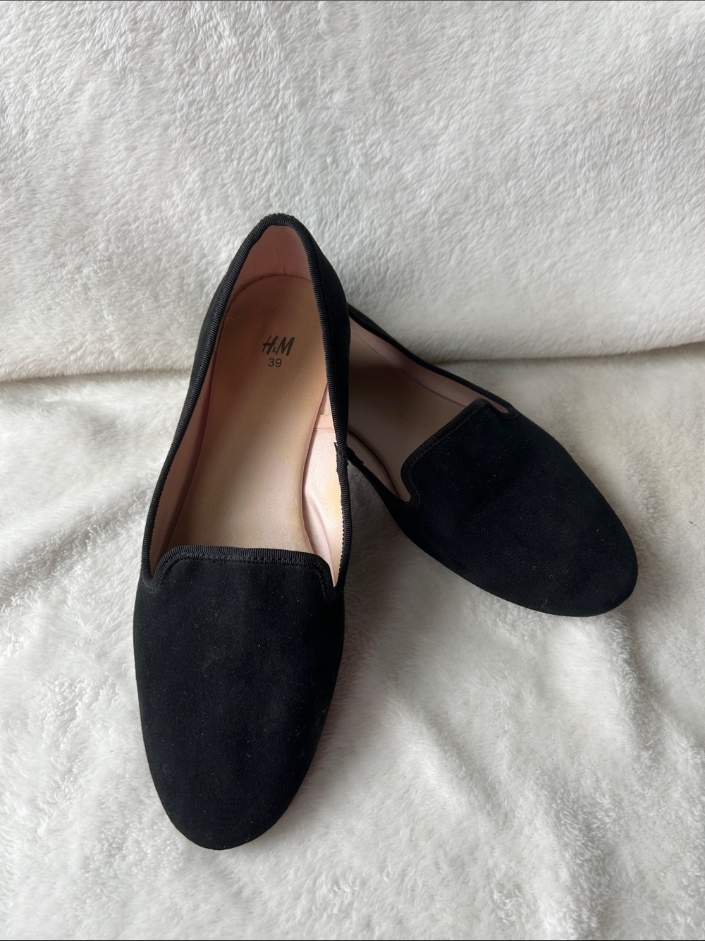 H&M Black Suede-smoking Slip-On Loafers 39